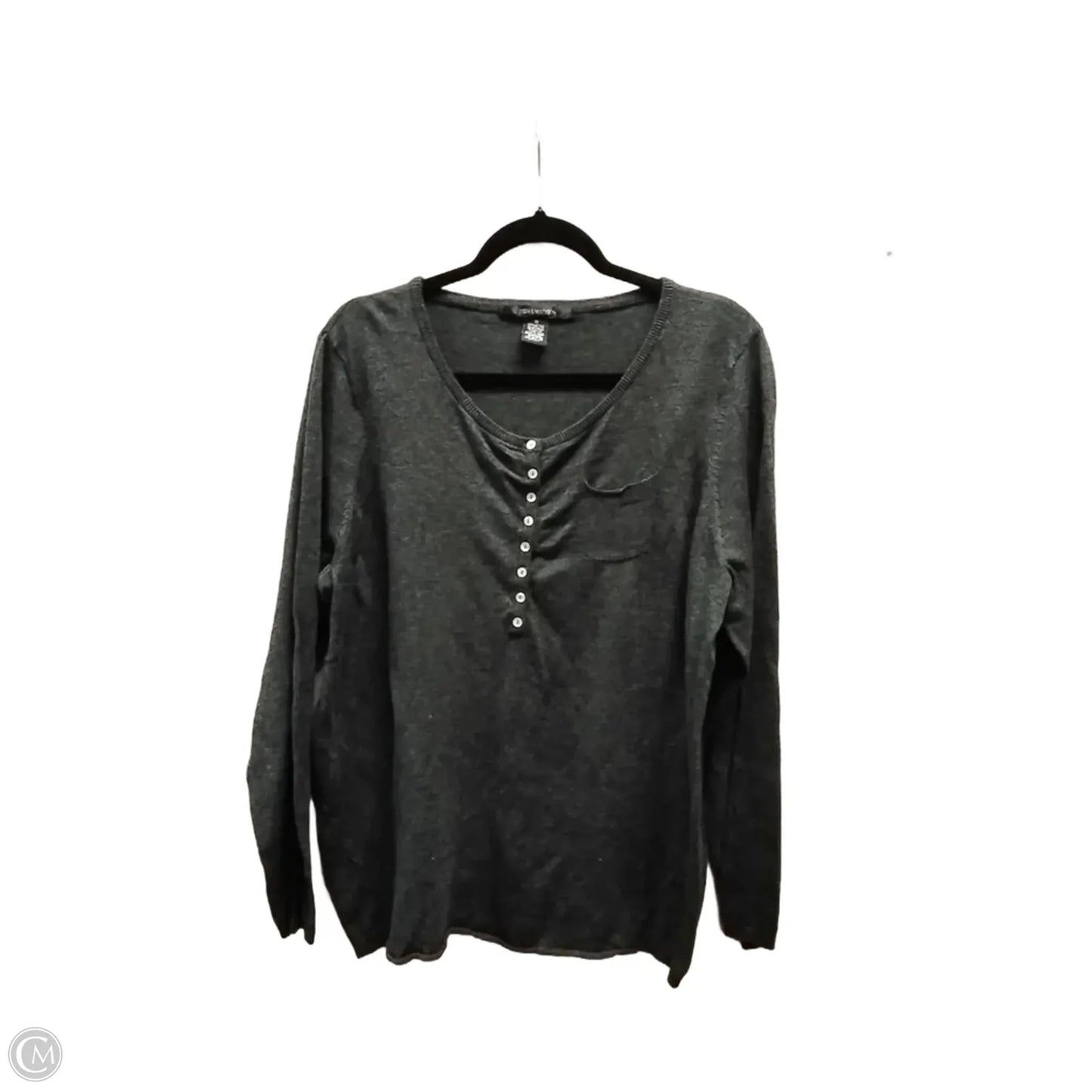 Top Long Sleeve By 89th And Madison In Grey, Size: 1x