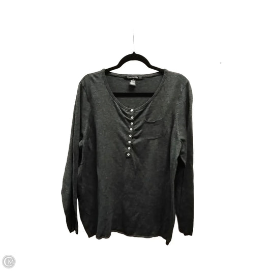Top Long Sleeve By 89th And Madison In Grey, Size: 1x