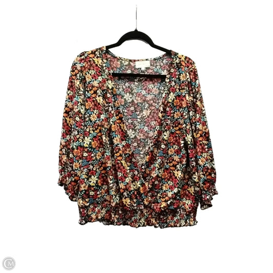 Top Long Sleeve By Melloday In Floral Print, Size: Xl