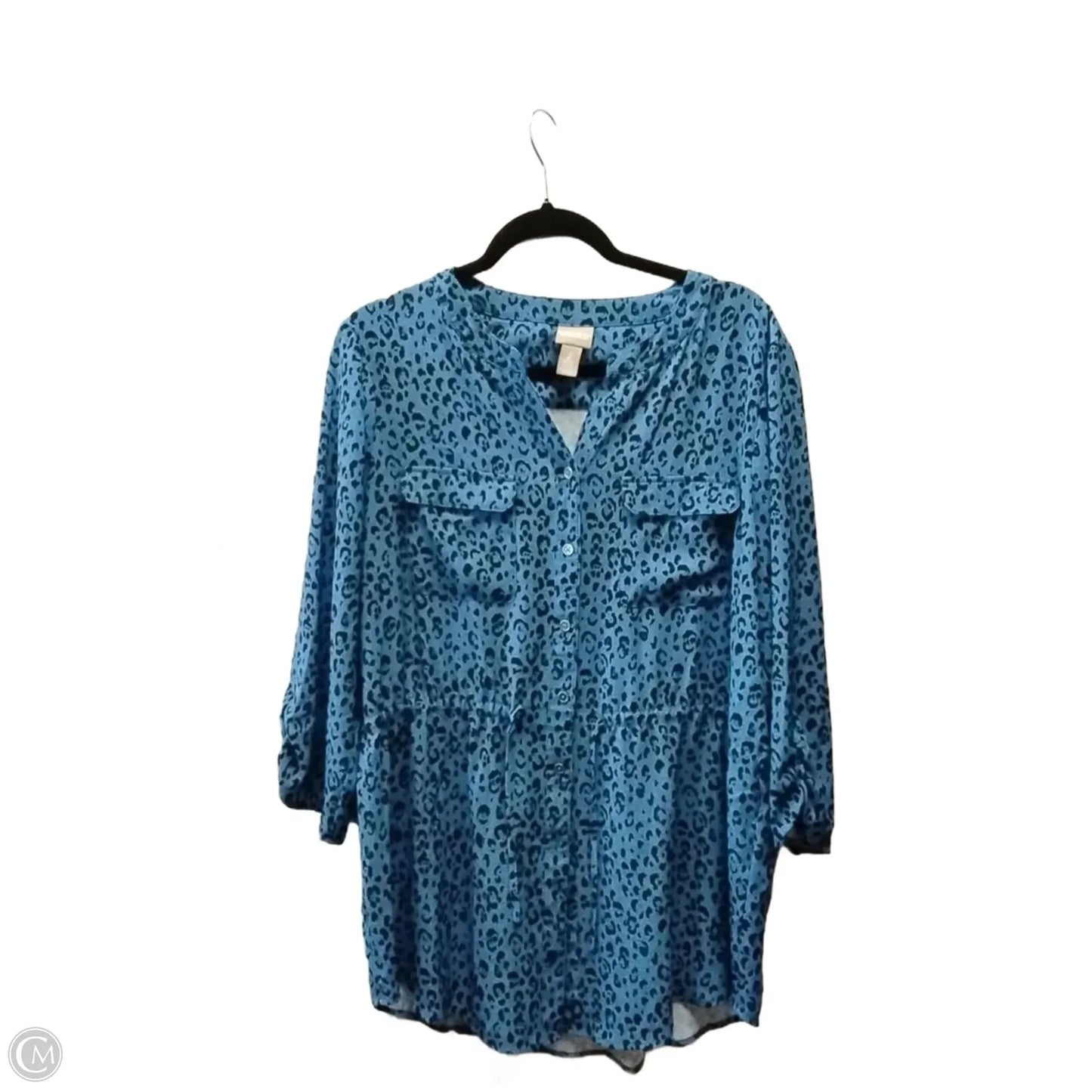 Blouse Long Sleeve By Chicos In Animal Print, Size: L