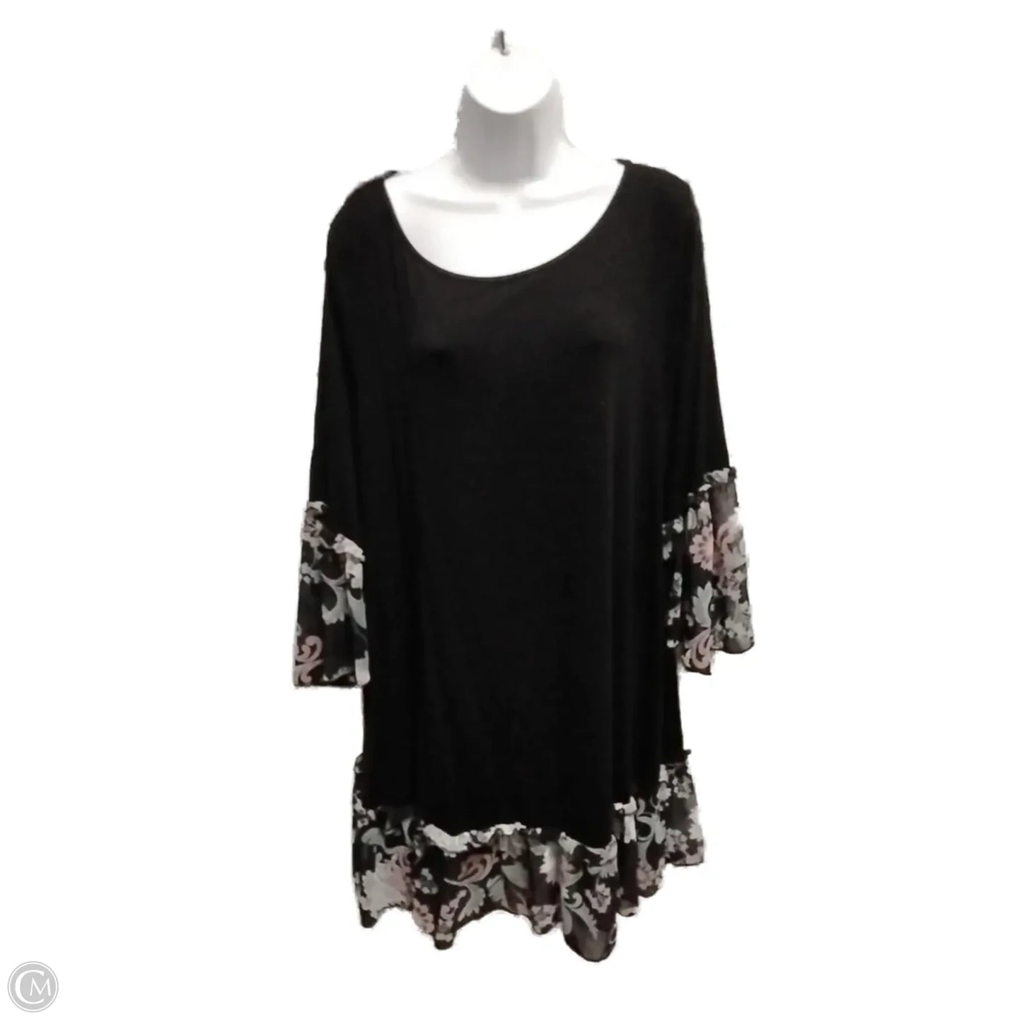 Blouse 3/4 Sleeve By Emerald In Black, Size: 3x