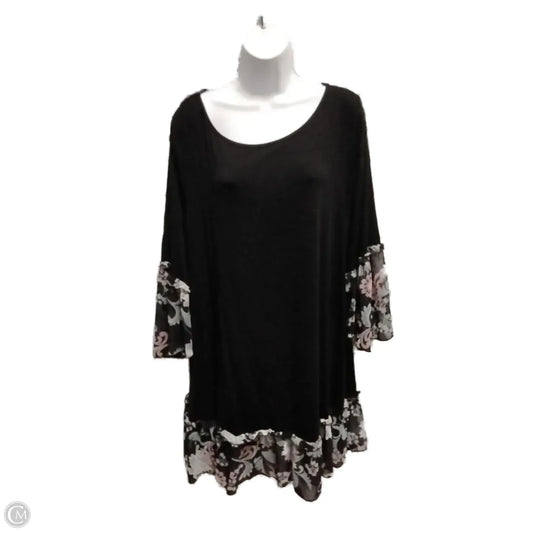 Blouse 3/4 Sleeve By Emerald In Black, Size: 3x