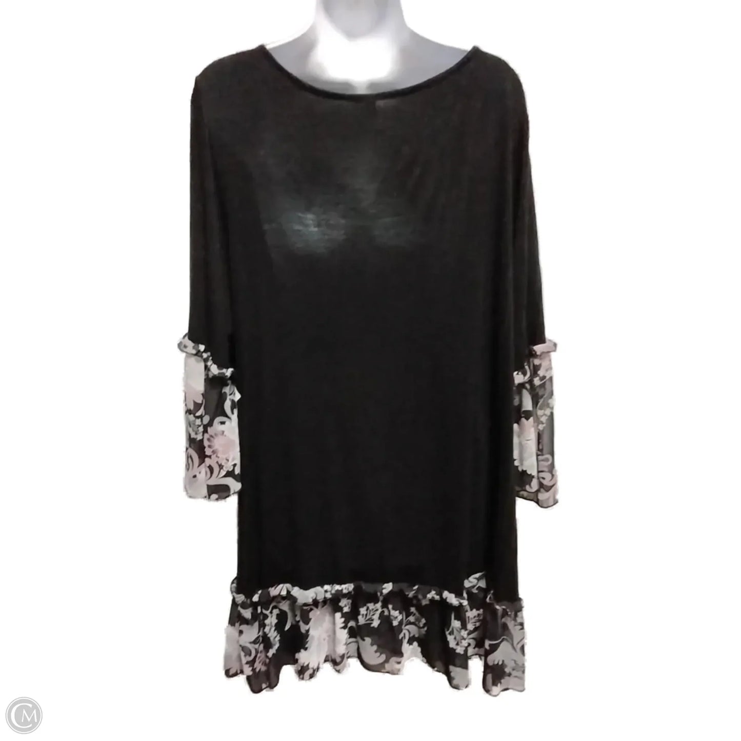 Blouse 3/4 Sleeve By Emerald In Black, Size: 3x