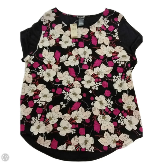 Blouse Short Sleeve By Ann Taylor In Floral Print, Size: L