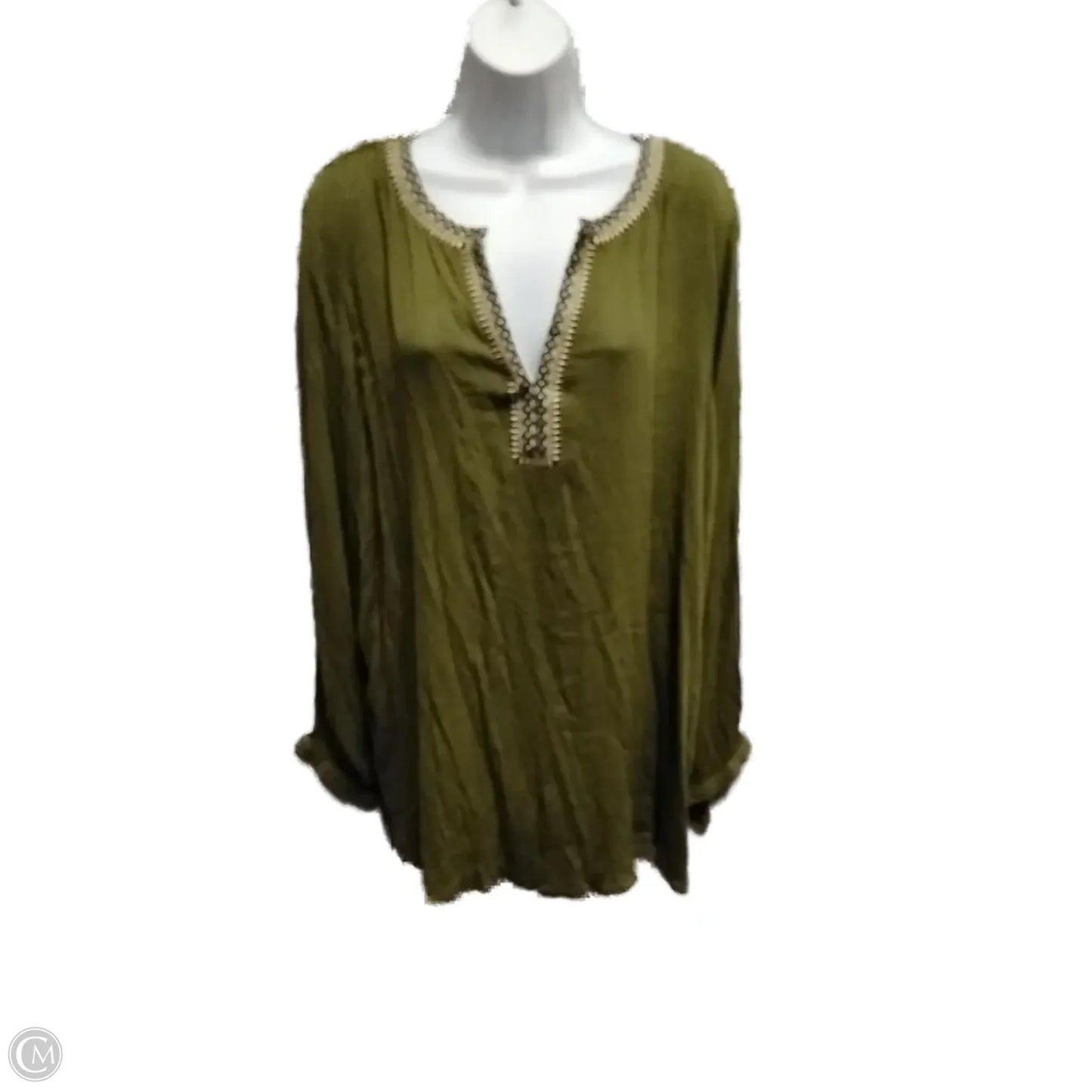 Blouse Long Sleeve By Susan Bristol In Green, Size: 1x