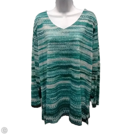 Blouse Long Sleeve By Cj Banks In Blue, Size: 3x