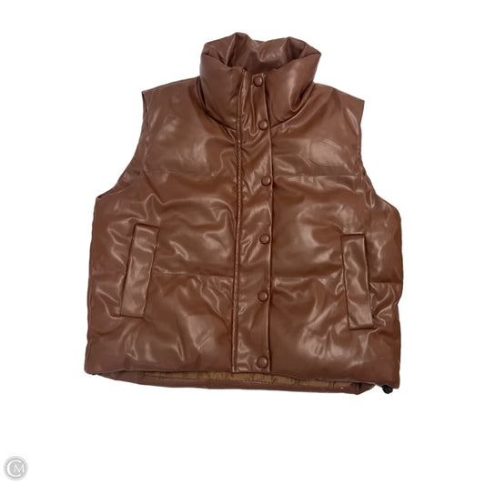 Vest Puffer & Quilted By Clothes Mentor In Brown & Cream, Size: M