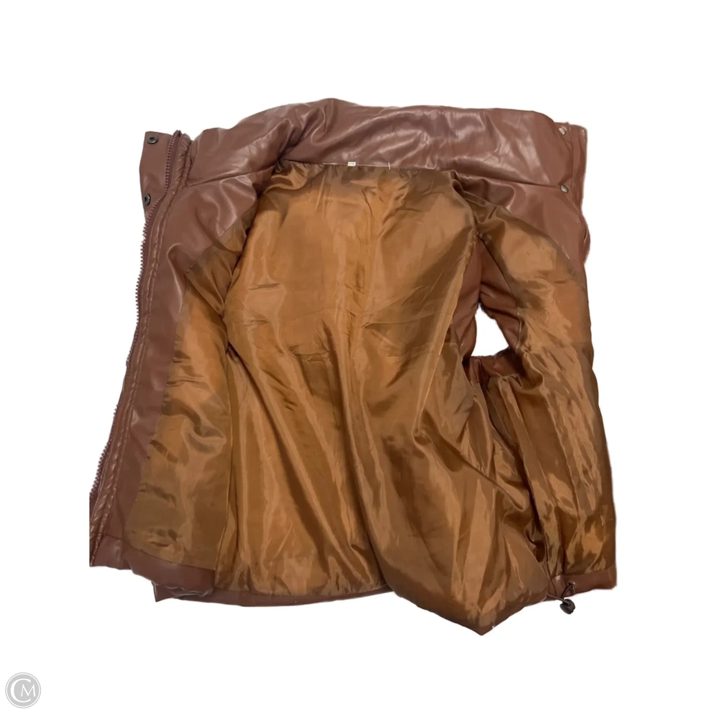 Vest Puffer & Quilted By Clothes Mentor In Brown & Cream, Size: M