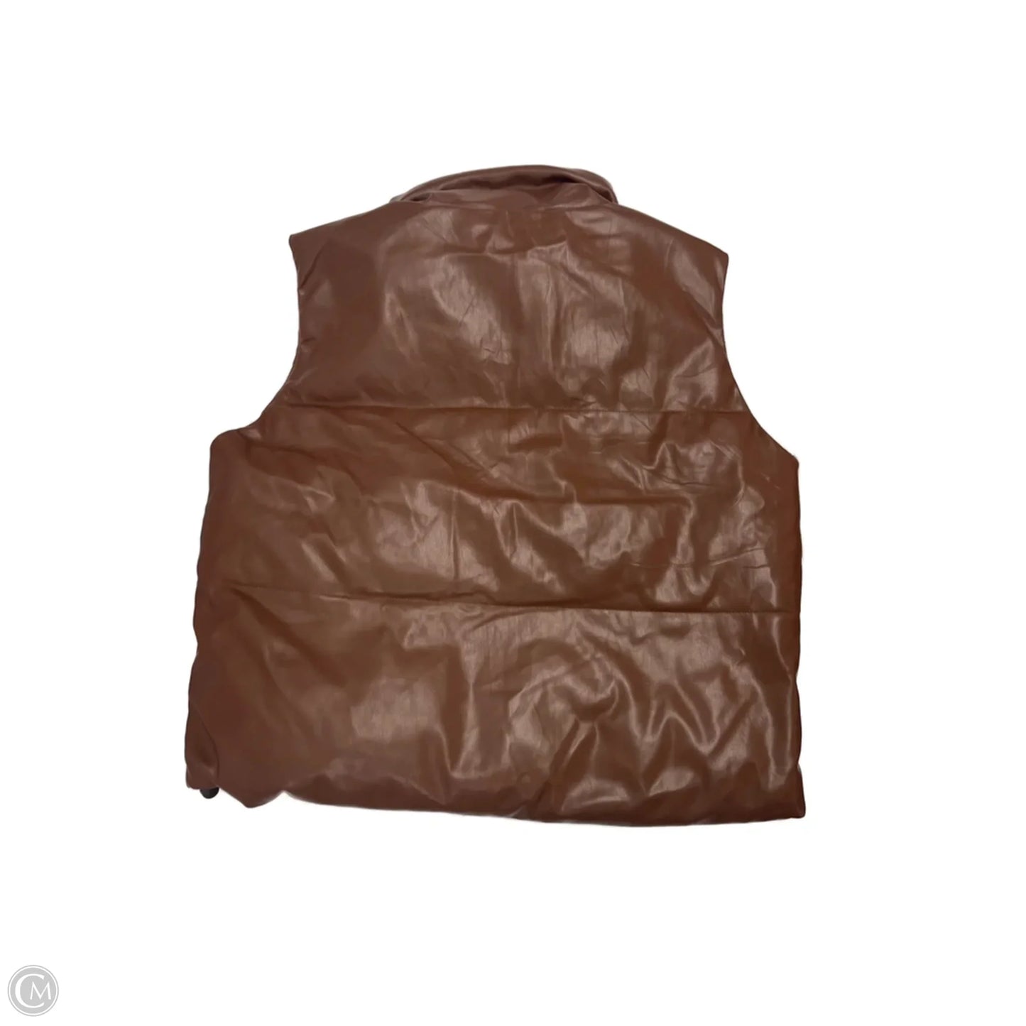 Vest Puffer & Quilted By Clothes Mentor In Brown & Cream, Size: M