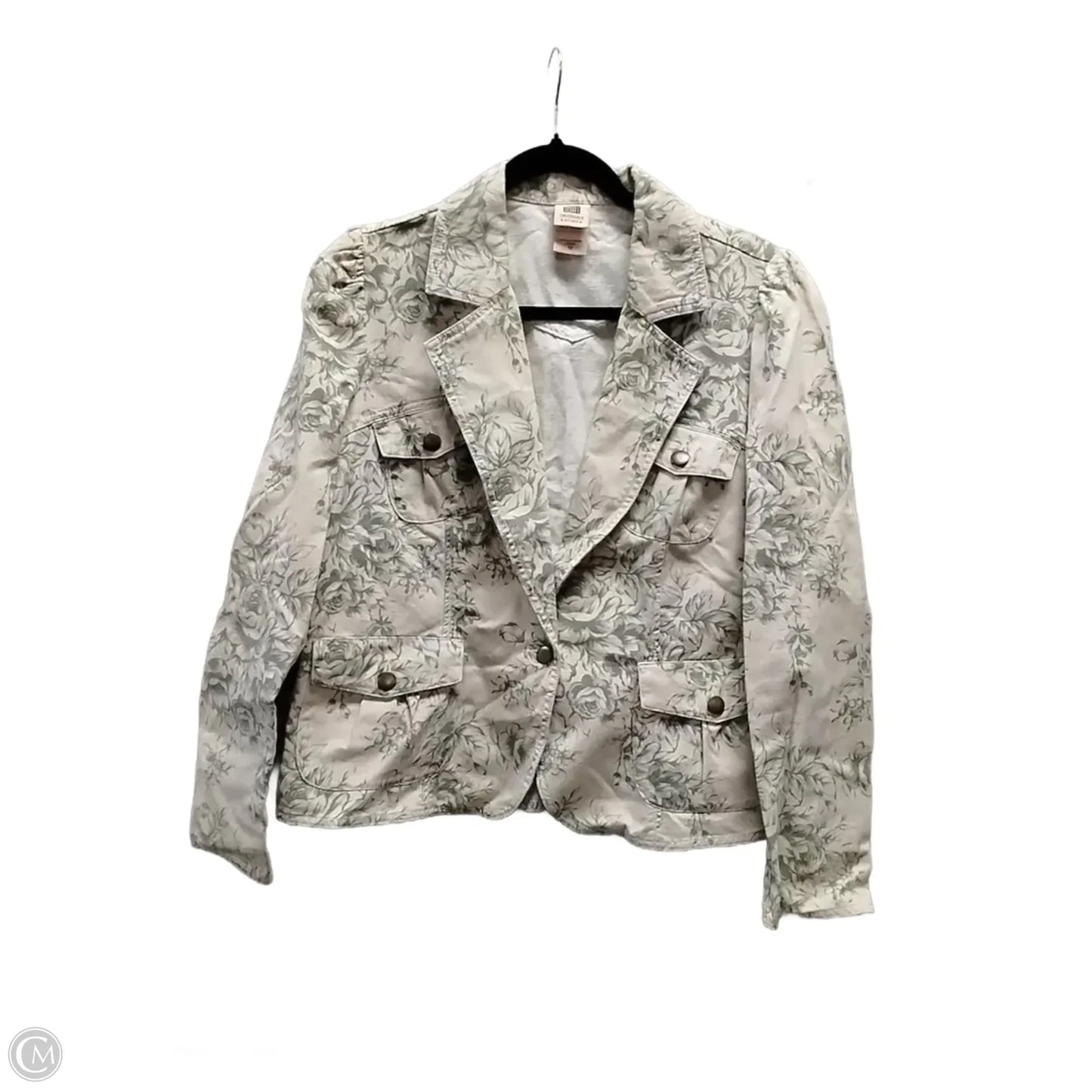 Jacket Denim By Faded Glory In Floral Print, Size: 12