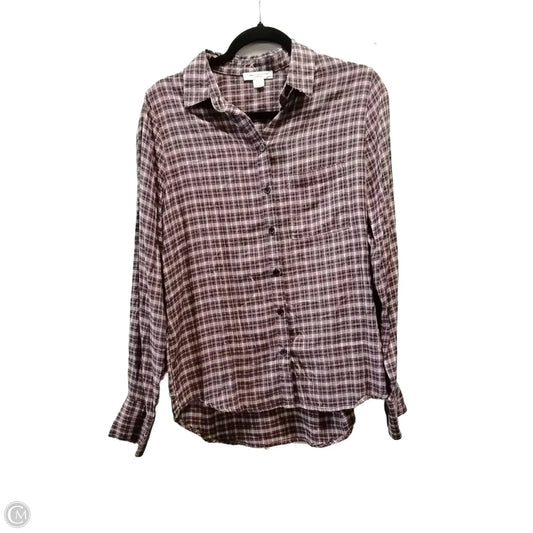 Top Long Sleeve By Beachlunchlounge In Plaid Pattern, Size: M