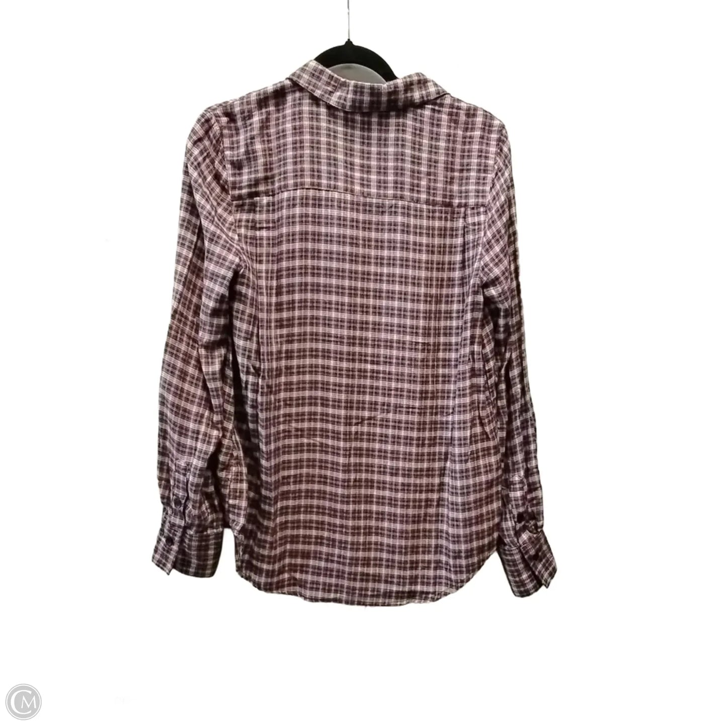 Top Long Sleeve By Beachlunchlounge In Plaid Pattern, Size: M