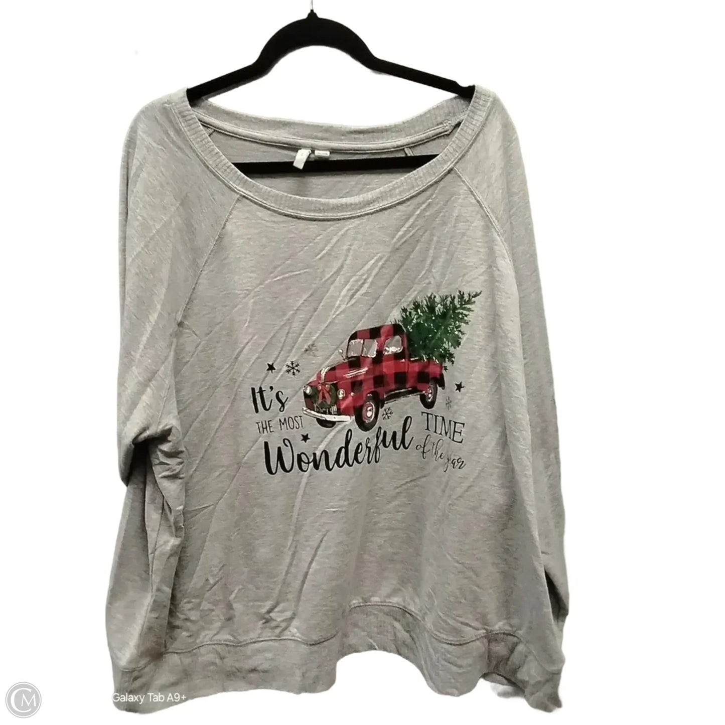 Top Long Sleeve By Cato In Grey, Size: 26