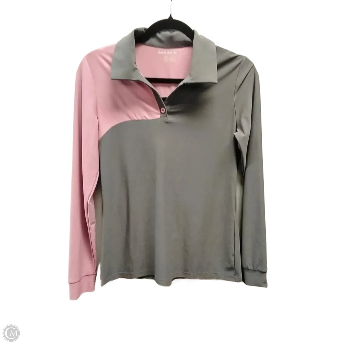 Athletic Top Long Sleeve Collar By Jaclyn Smith In Grey & Pink, Size: S