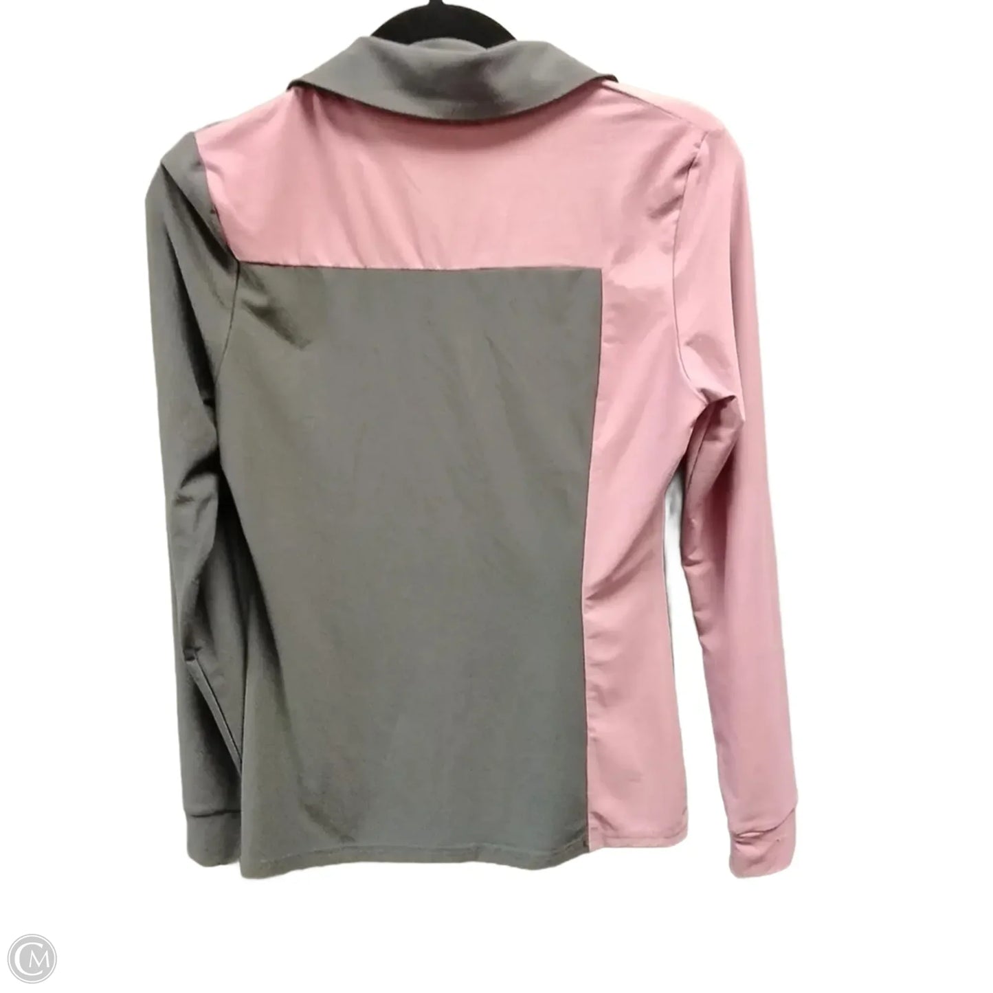 Athletic Top Long Sleeve Collar By Jaclyn Smith In Grey & Pink, Size: S