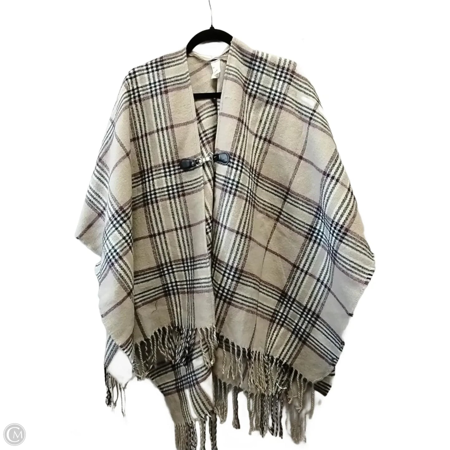 Poncho By Clothes Mentor In Plaid Pattern, Size: Onesize