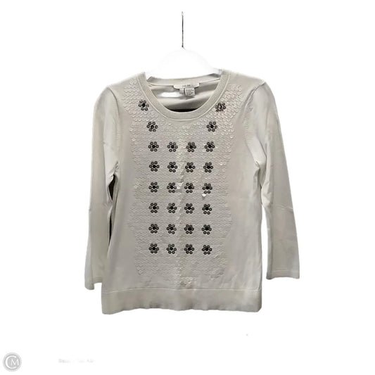 Top Long Sleeve By Per Se In White, Size: M