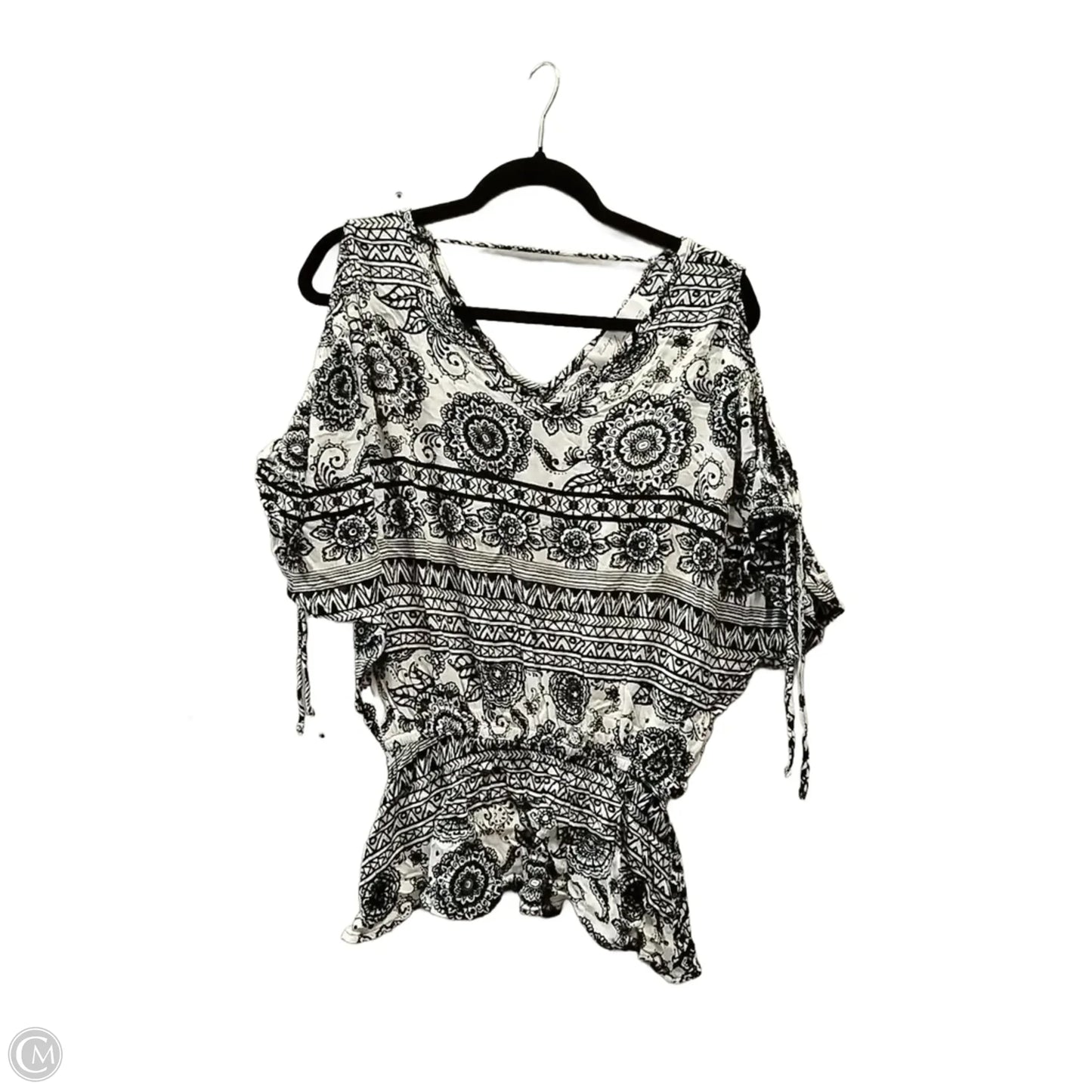 Blouse Long Sleeve By Vintage Havana In Black & Cream, Size: M