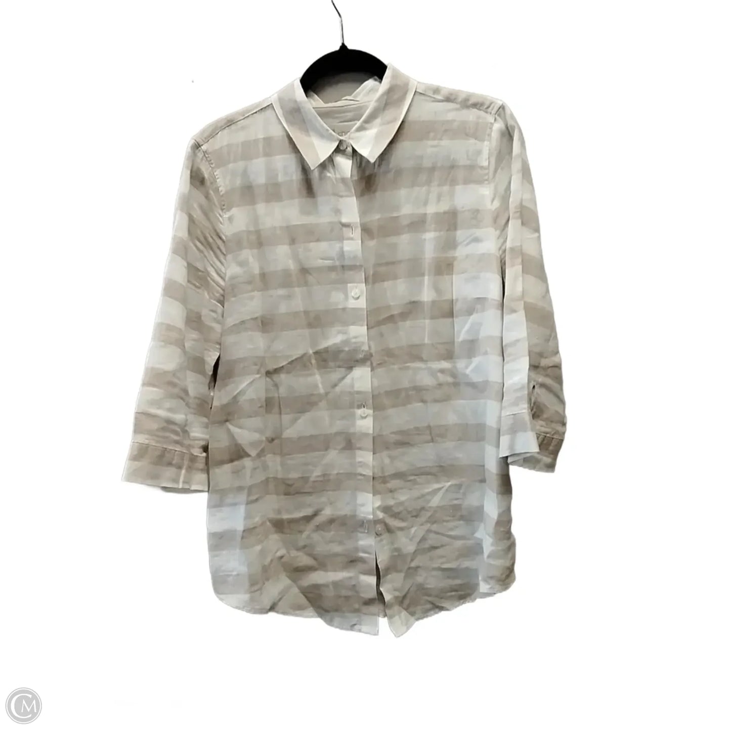 Blouse Long Sleeve By Chicos In Cream & Tan, Size: 2