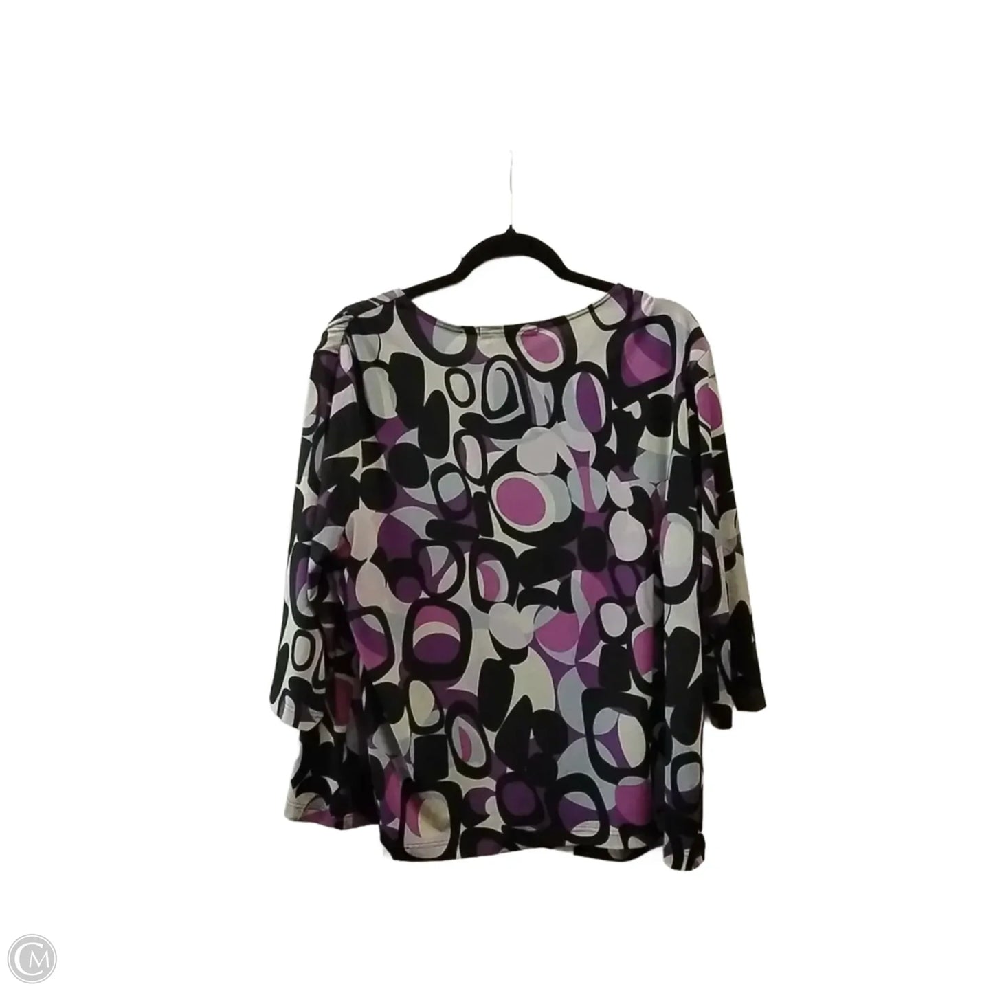 Blouse Long Sleeve By Briggs In Black & Purple, Size: 2x
