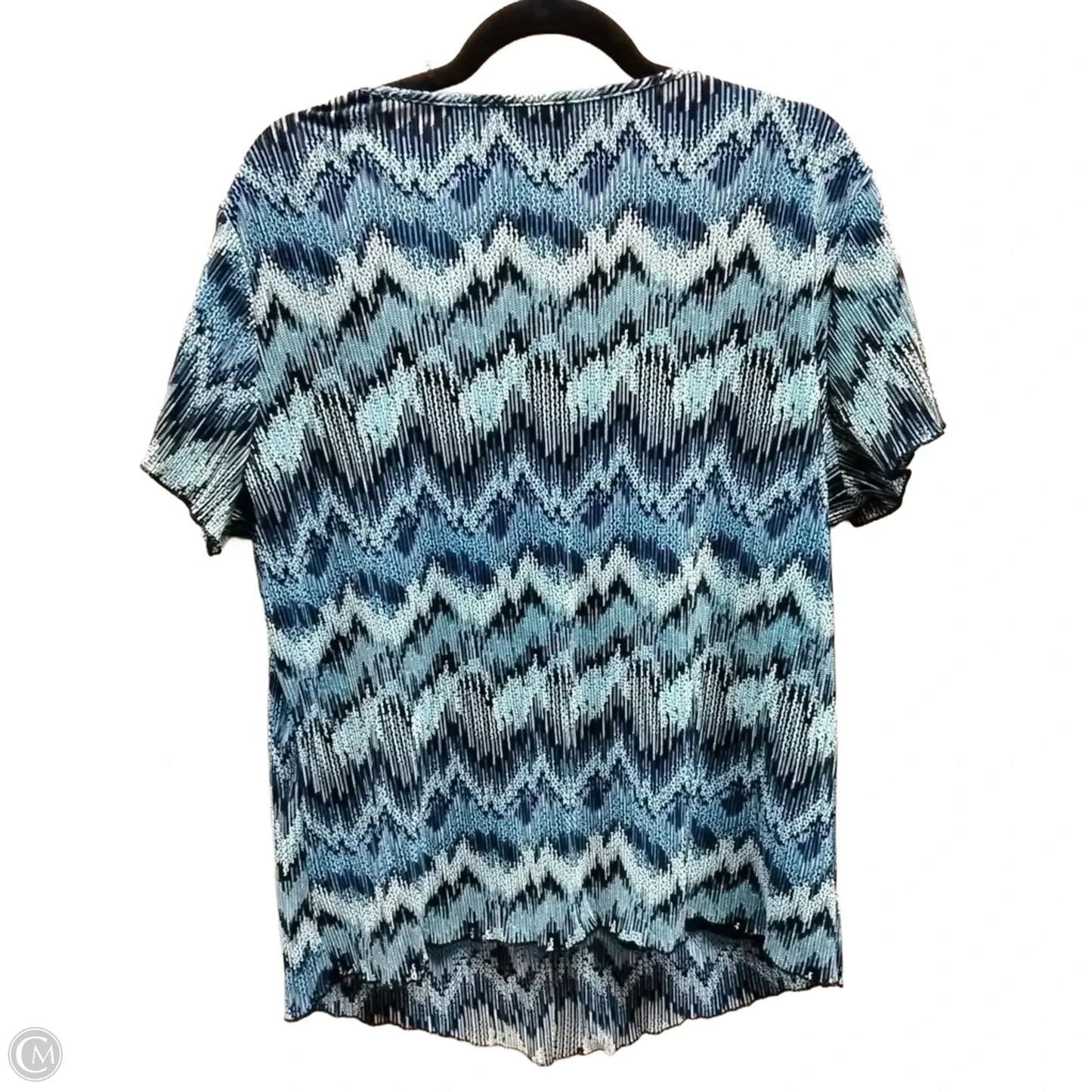 Blouse Short Sleeve By Brixon Ivy In Black & Blue, Size: 1x