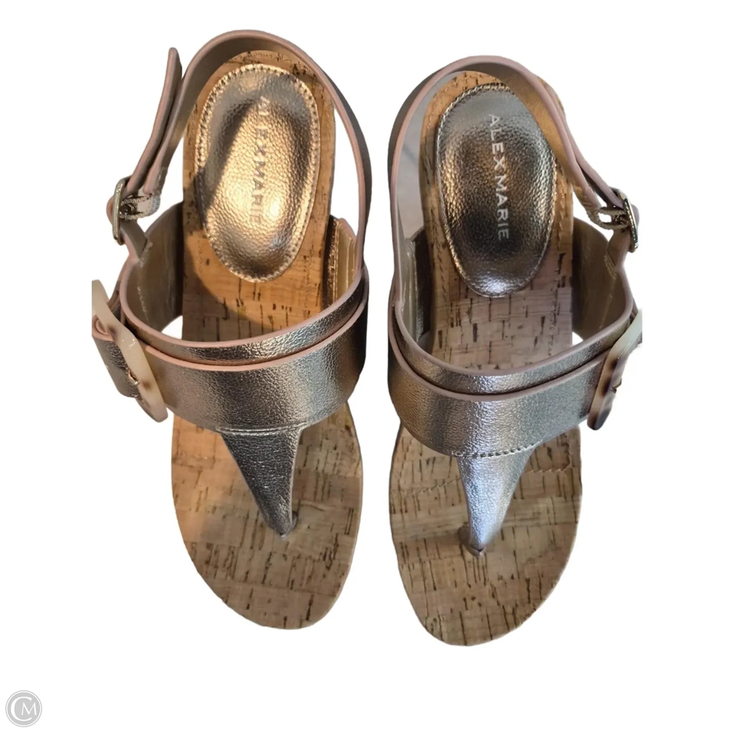 Sandals Heels Block By Alex Marie In Gold & Tan, Size: 7.5