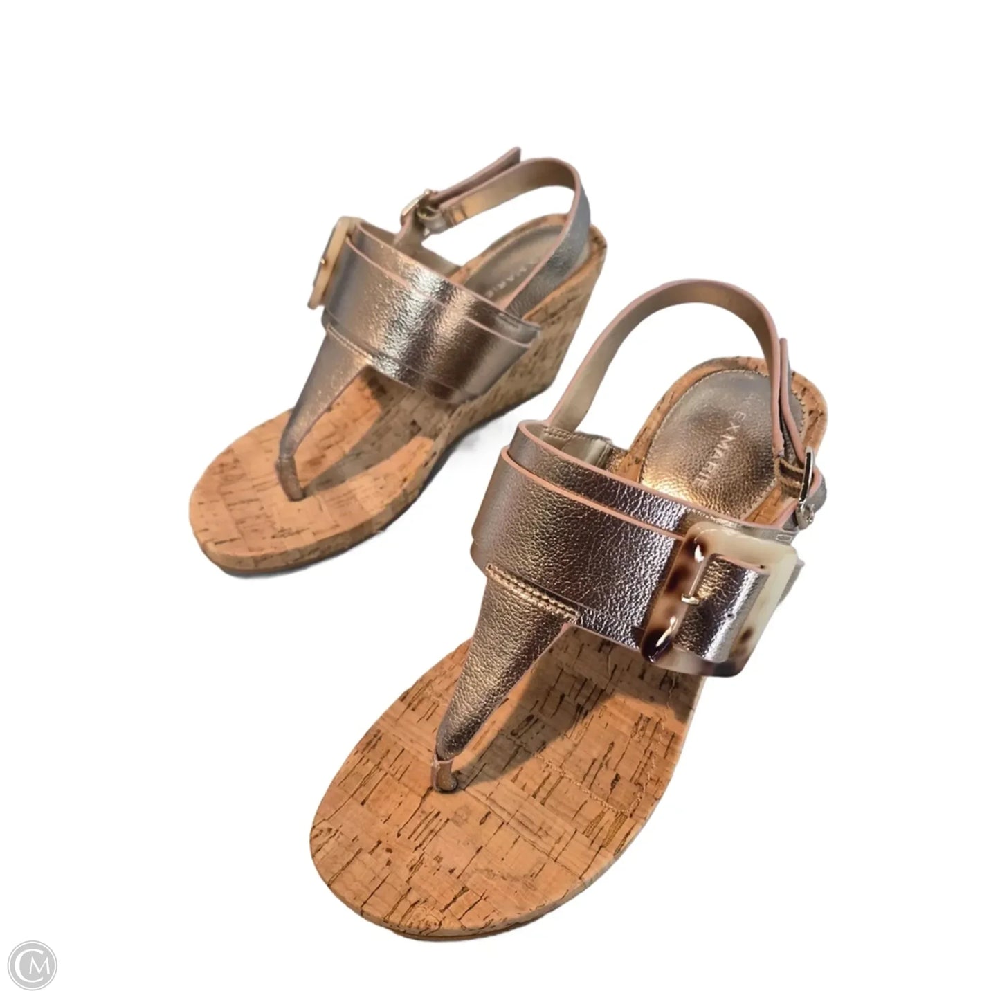 Sandals Heels Block By Alex Marie In Gold & Tan, Size: 7.5