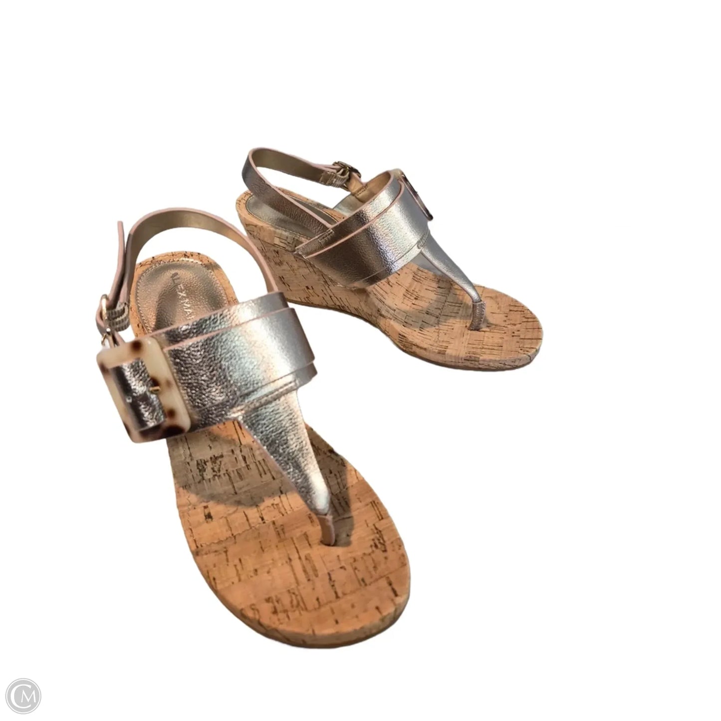 Sandals Heels Block By Alex Marie In Gold & Tan, Size: 7.5