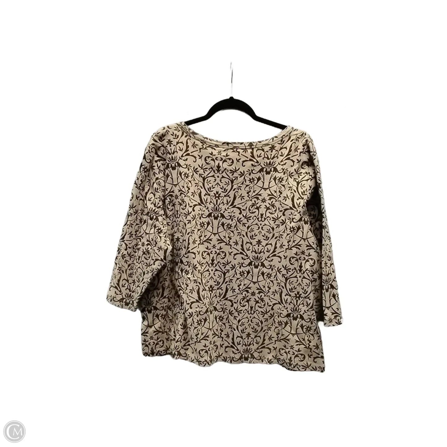 Blouse 3/4 Sleeve By First Issue In Brown & Tan, Size: 3