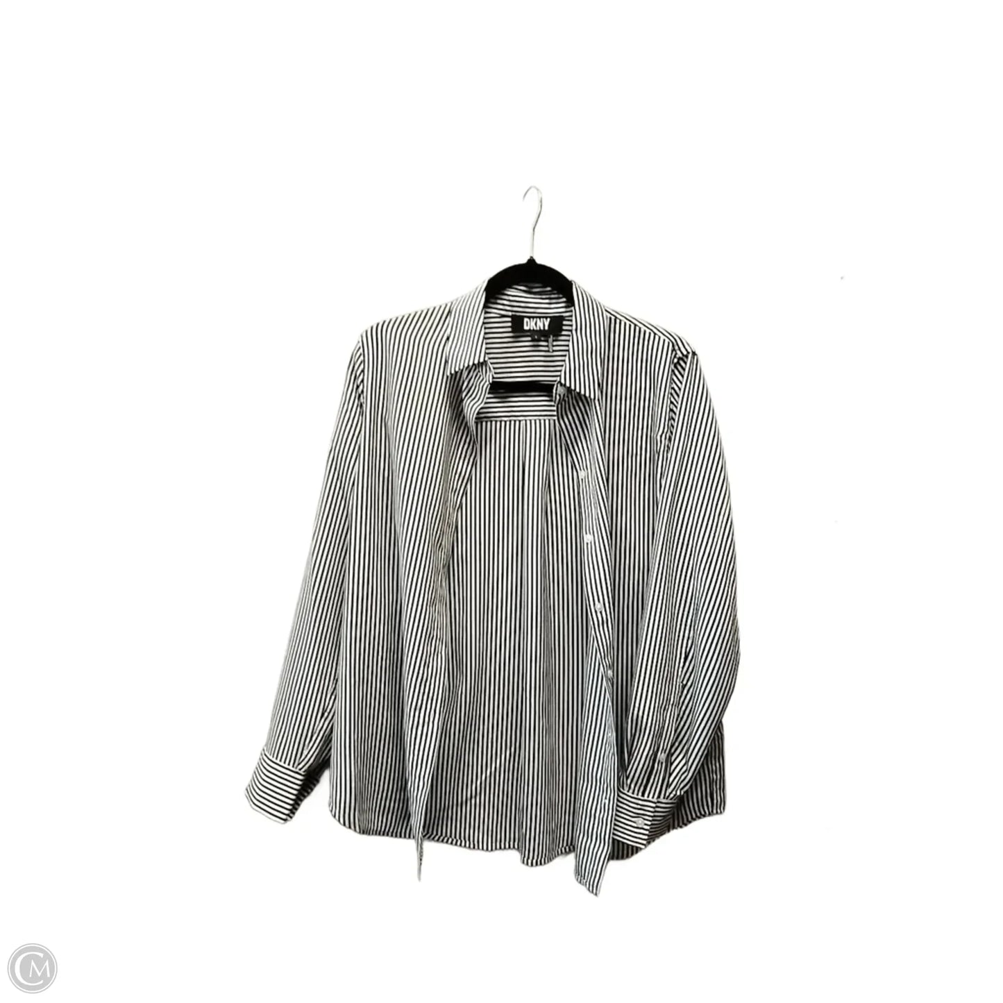 Blouse Long Sleeve By Dkny In Striped Pattern, Size: S