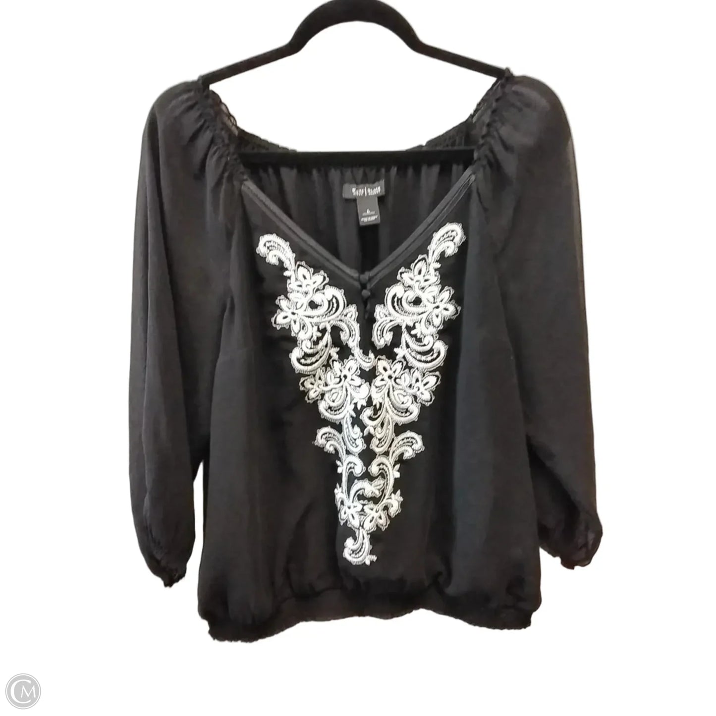 Blouse Long Sleeve By White House Black Market In Black, Size: L