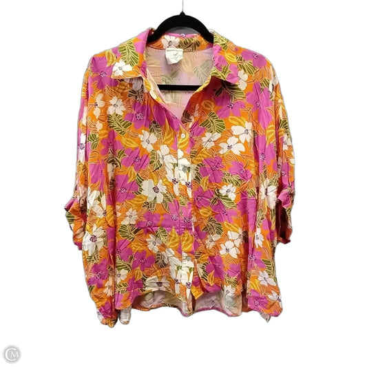 Blouse Long Sleeve By Artistic Works By Lu In Multi-colored, Size: M