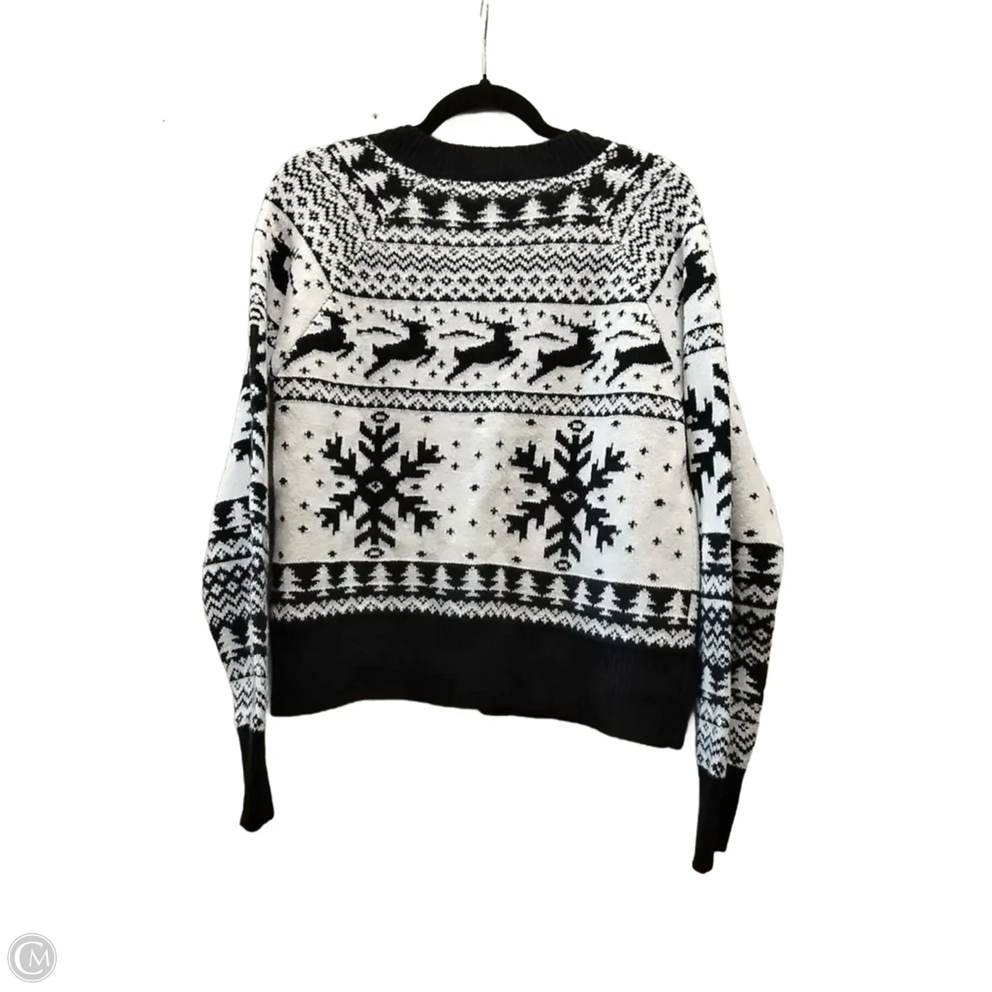 Sweater Cardigan By Clothes Mentor In Blue & White, Size: M