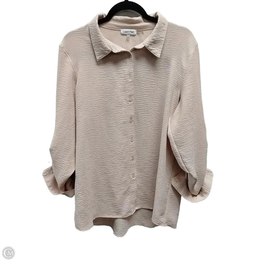 Blouse Long Sleeve By Calvin Klein In Peach, Size: Xl