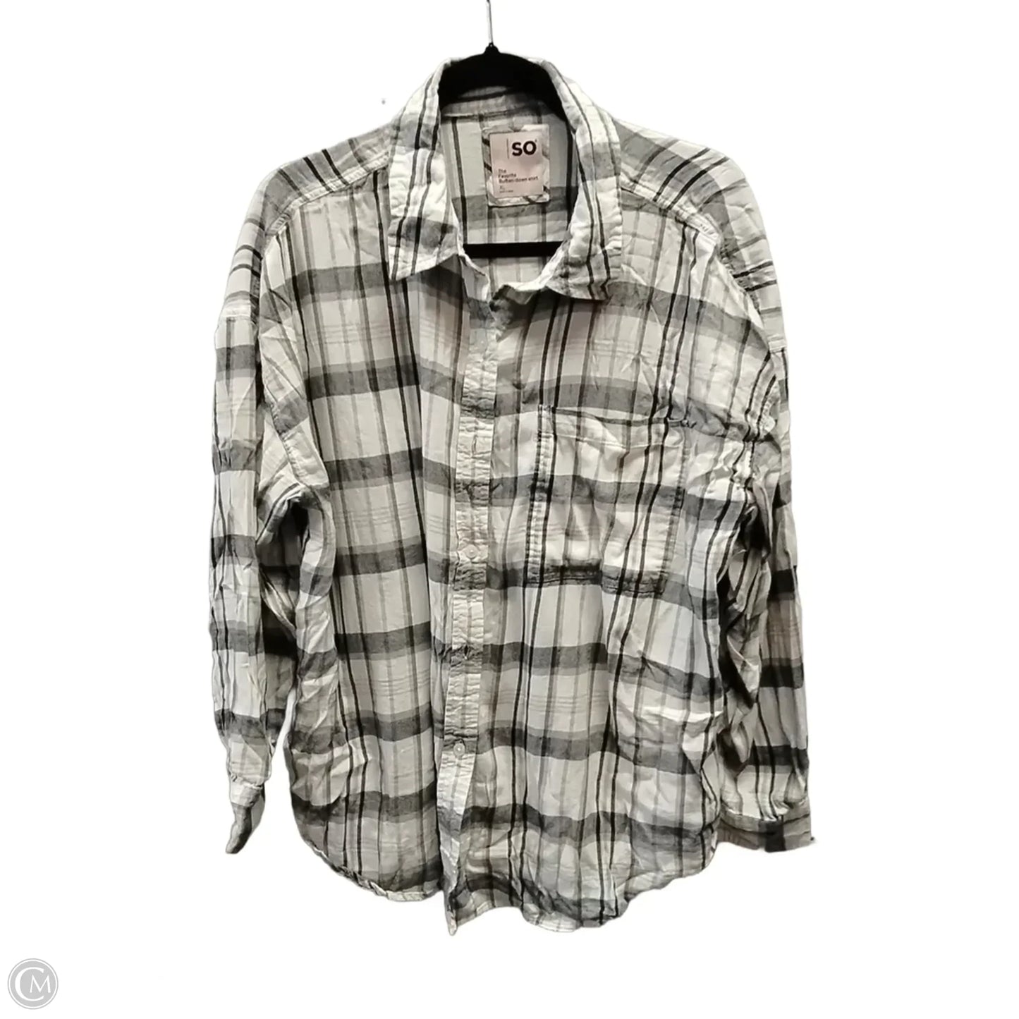 Top Long Sleeve By So In Plaid Pattern, Size: Xl