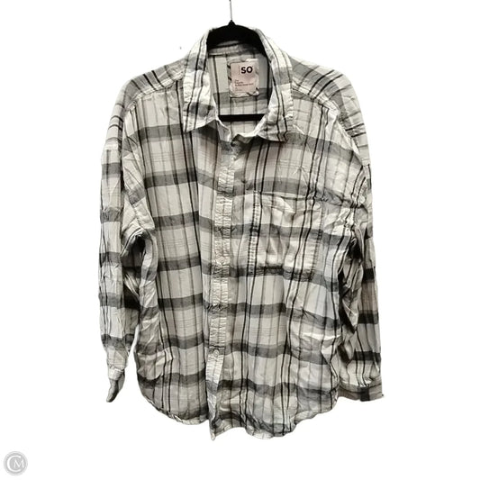Top Long Sleeve By So In Plaid Pattern, Size: Xl