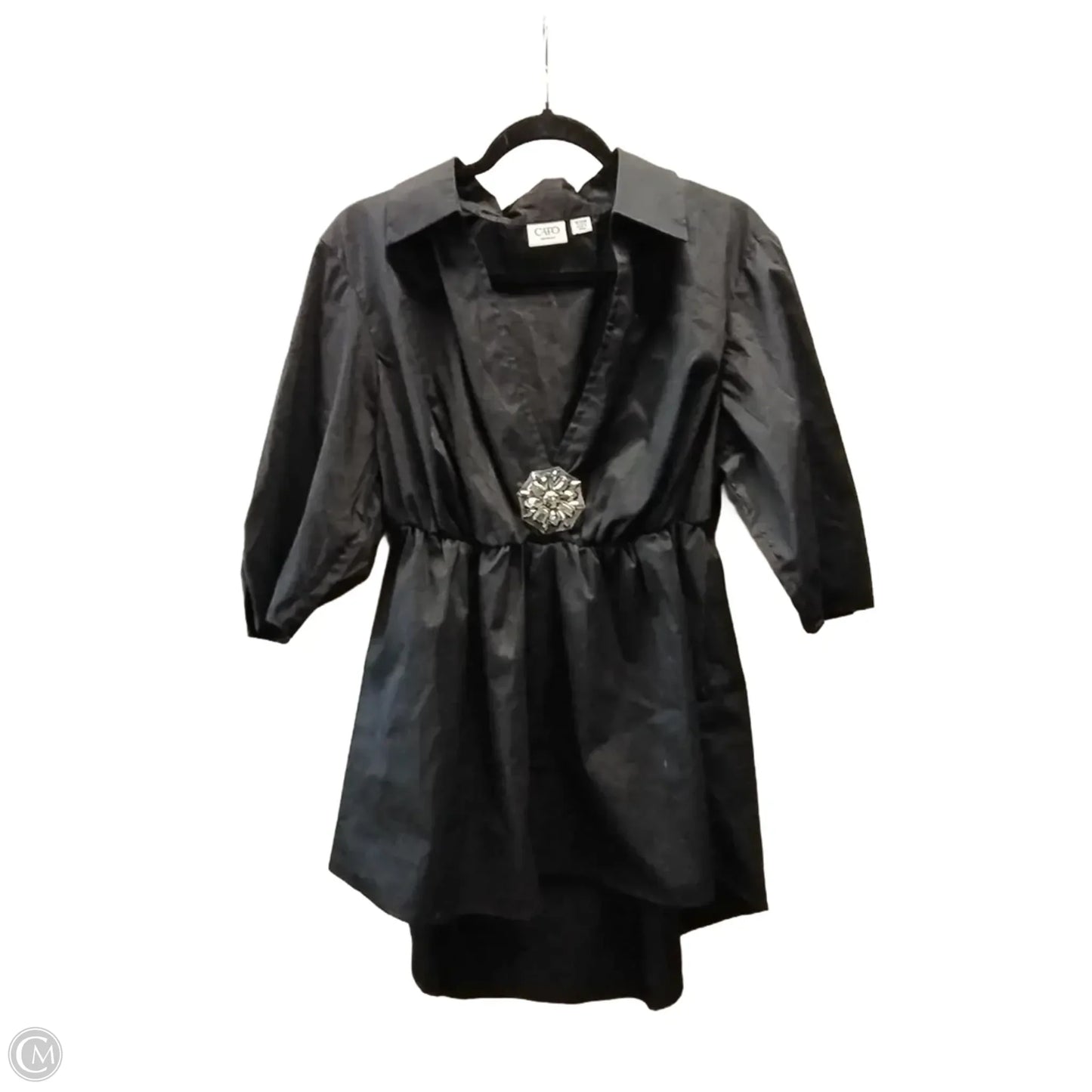 Blouse Long Sleeve By Cato In Black, Size: 1x