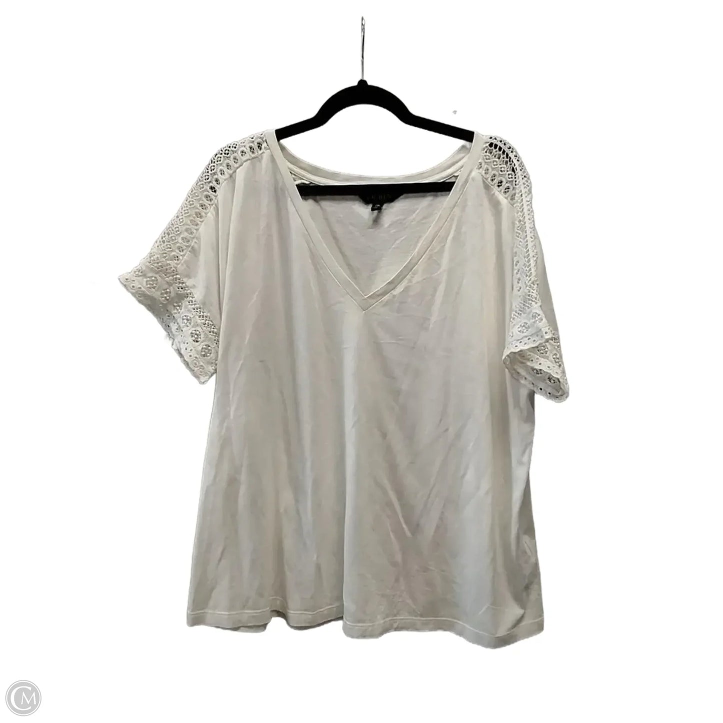 Top Short Sleeve By Lauren By Ralph Lauren In Cream, Size: 2x
