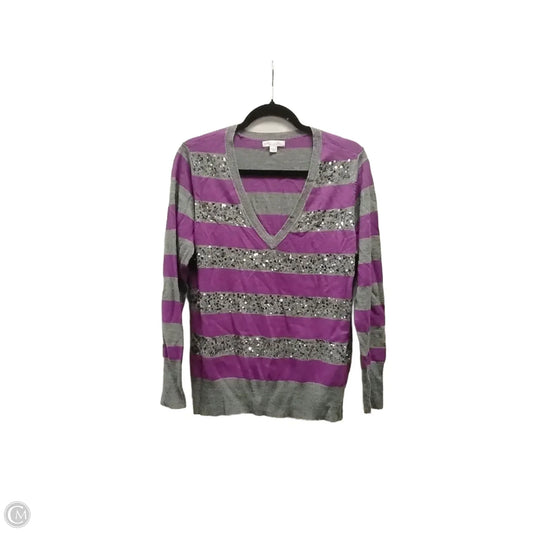 Top Long Sleeve By New York And Co In Grey & Purple, Size: L
