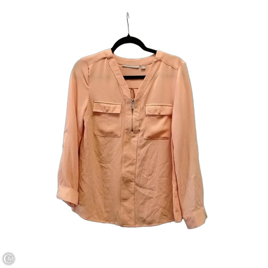 Top Long Sleeve By Valerie Stevens In Orange, Size: S