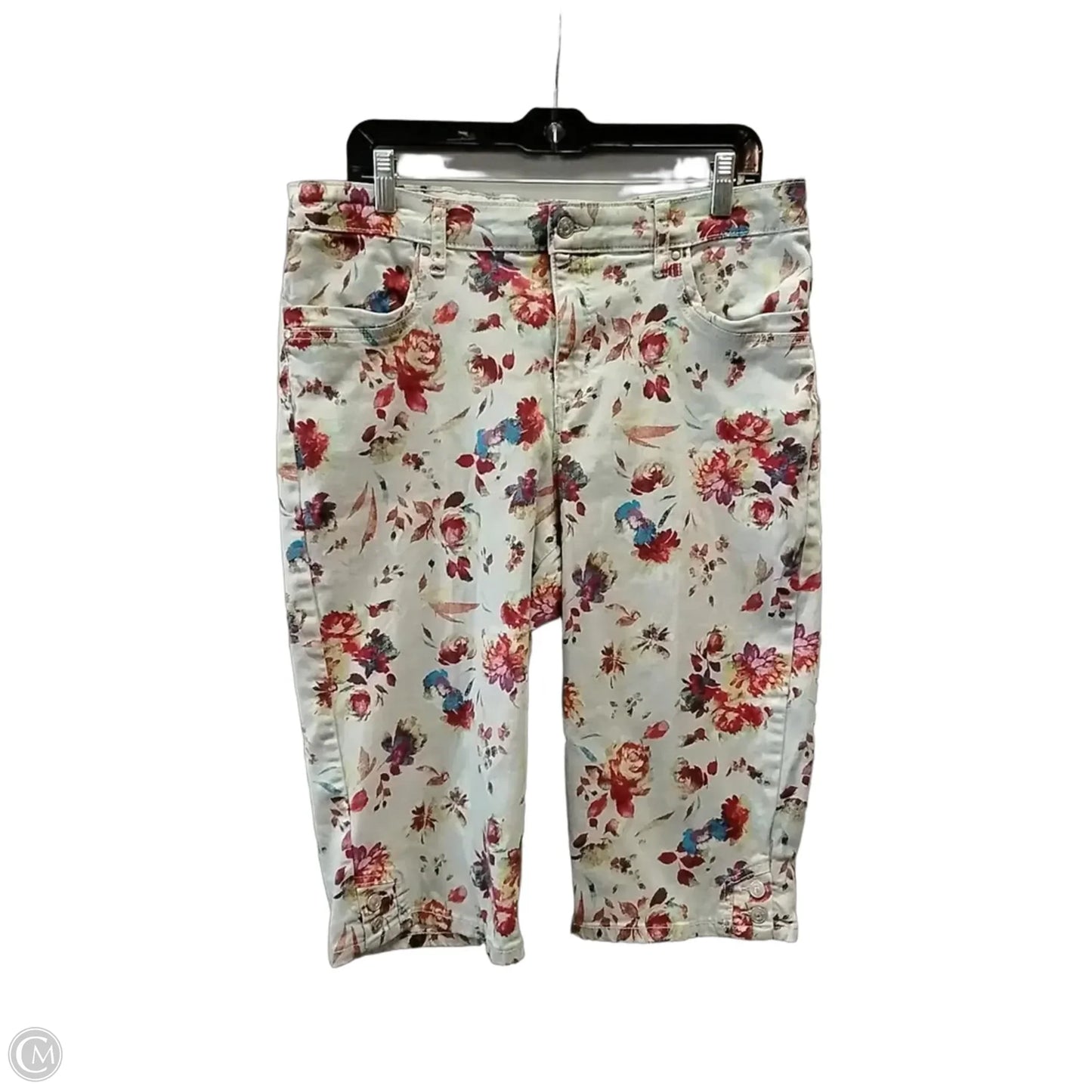 Jeans Cropped By Gloria Vanderbilt In Floral Print, Size: 14