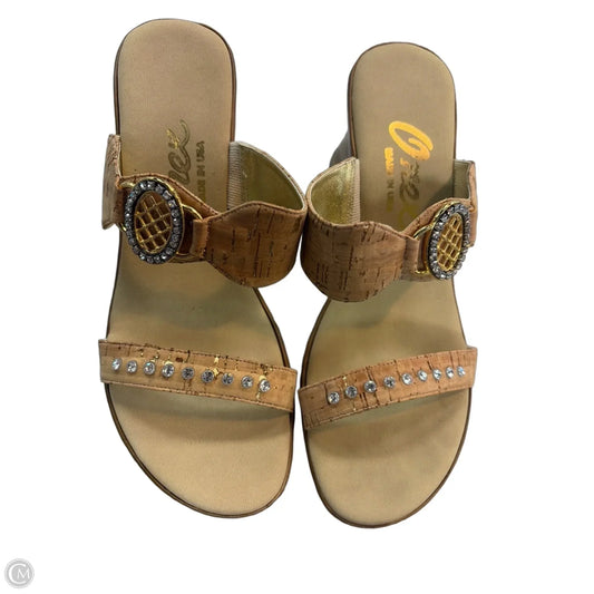 Sandals Heels Wedge By Clothes Mentor In Tan, Size: 8