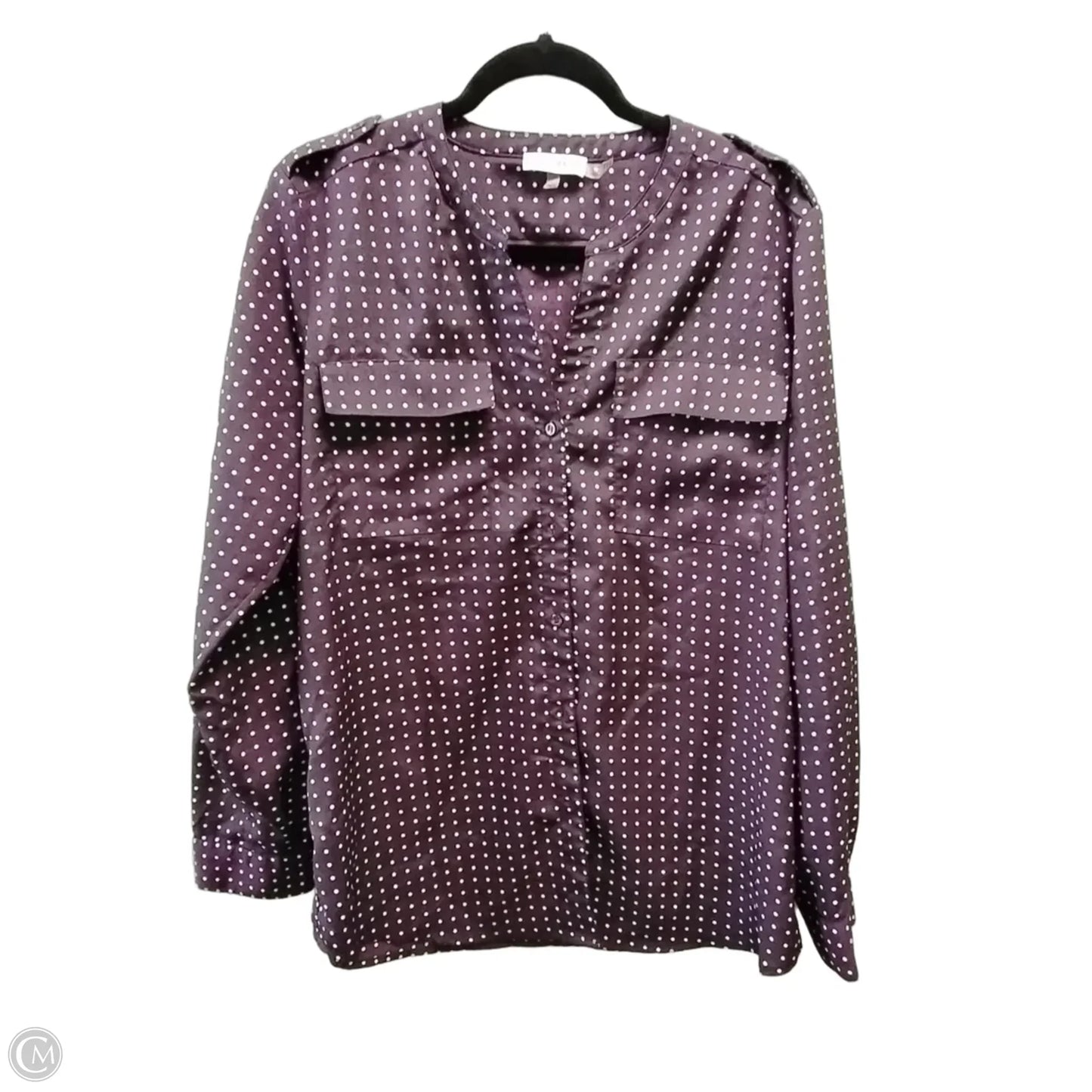 Top Long Sleeve By Calvin Klein In Polkadot Pattern, Size: L