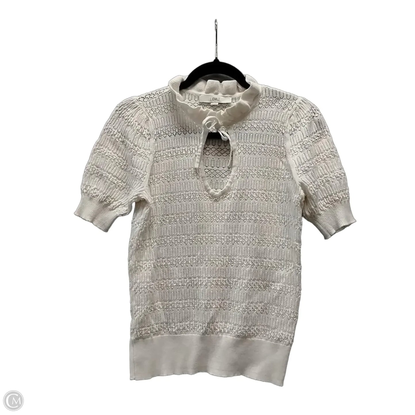 Sweater Short Sleeve By Loft In Ivory, Size: Xs