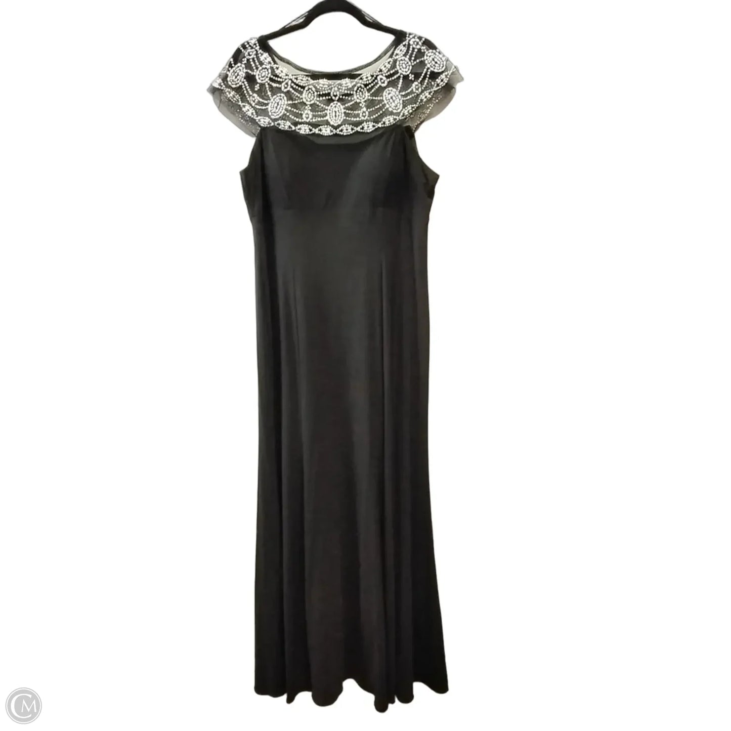 Dress Party Long By Clothes Mentor In Black & Silver, Size: 14
