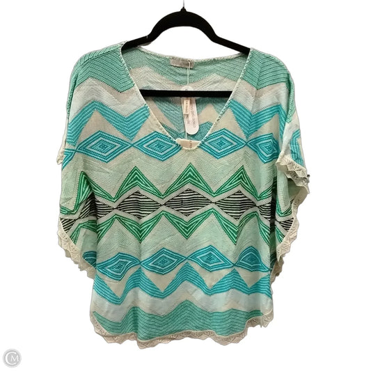 Blouse Short Sleeve By Cme In Blue & Green, Size: S