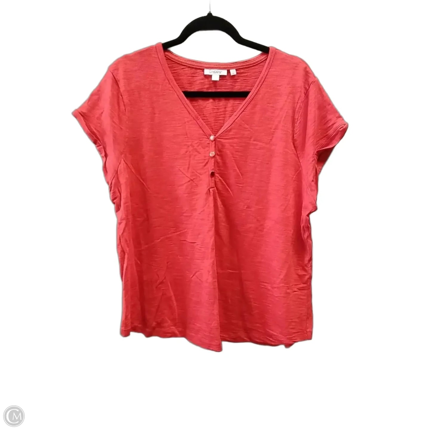 Top Short Sleeve By Chicos In Orange, Size: Xl