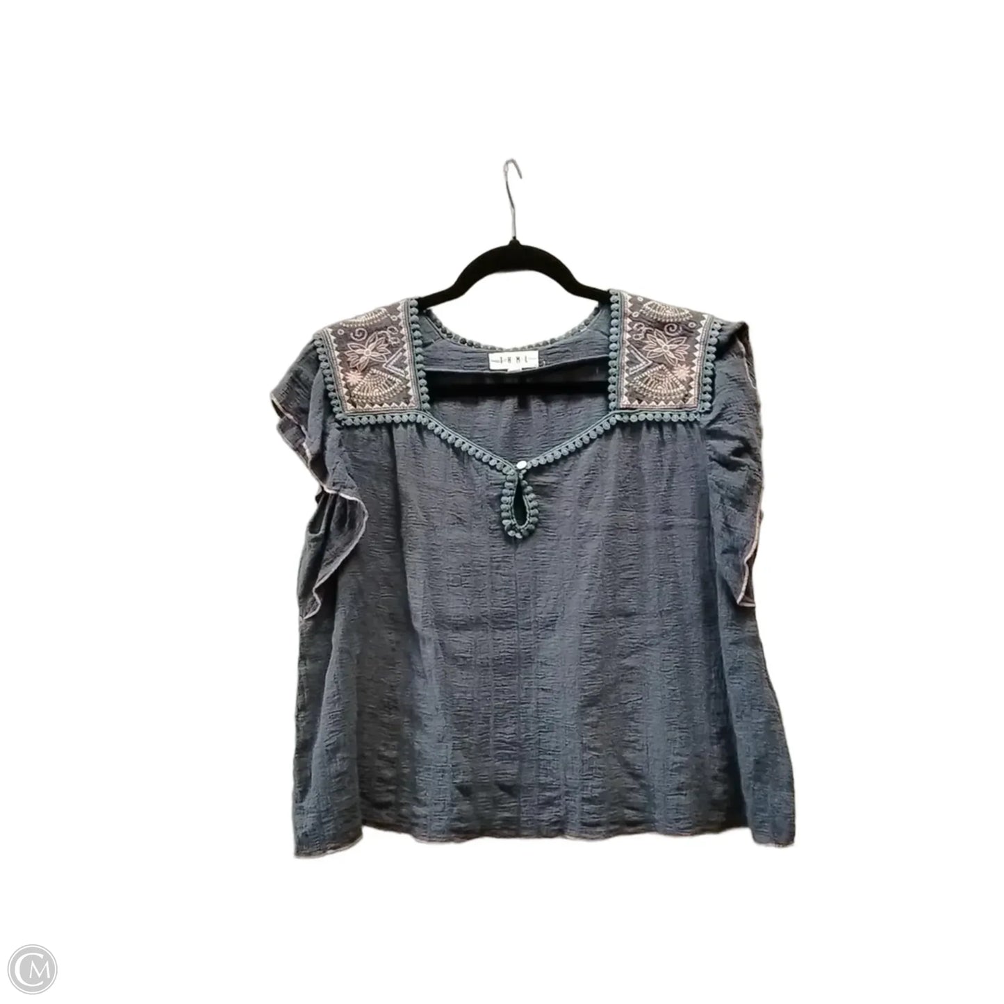 Blouse Short Sleeve By Thml In Blue, Size: L