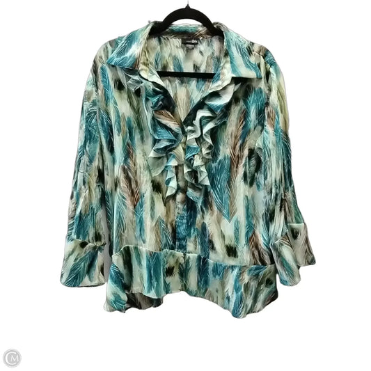 Blouse Long Sleeve By East 5th In Blue & Brown, Size: L