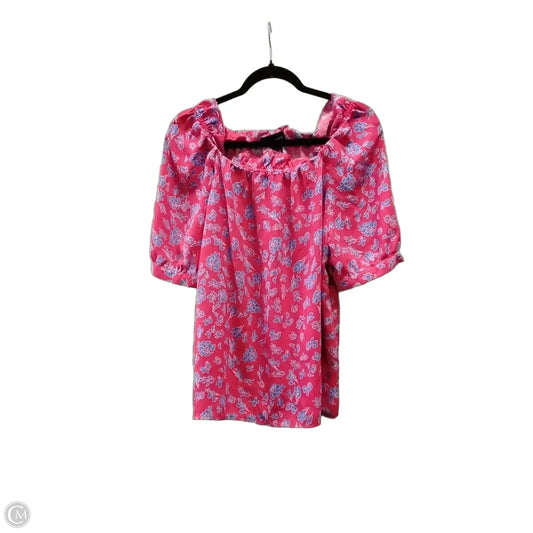 Blouse Short Sleeve By Fortune & Ivy In Blue & Red, Size: L